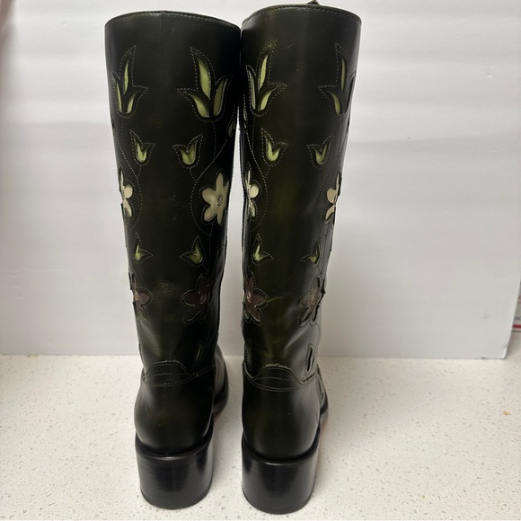 Frye Campus 14L Anthropologie Floral Olive Green Boot NIB 9.5 - Picture 4 of 5